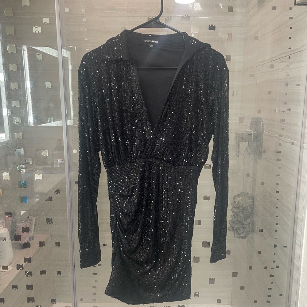 Fashion Nova Black Sequin Dress